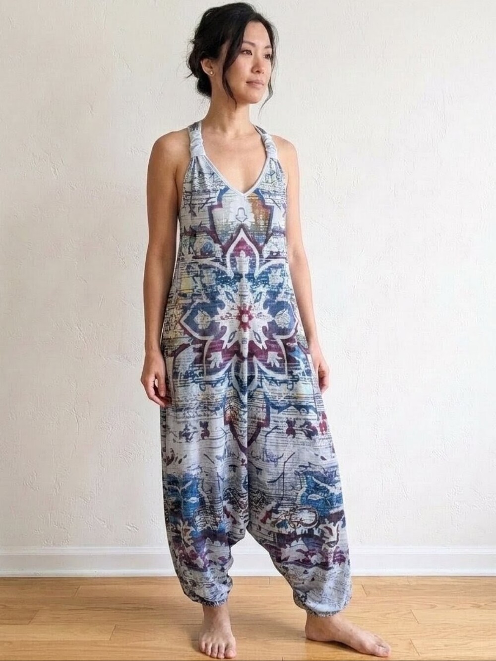Boho Multi-Colored Harem Jumpsuit NWOT